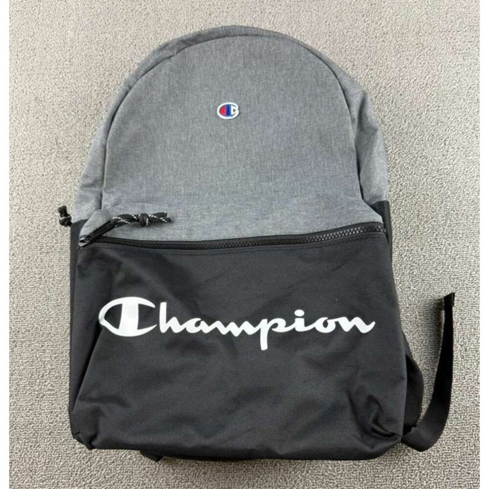 Champion Manuscript Backpack Men Black Gray Zippers Multi Pocket School‎ Travel